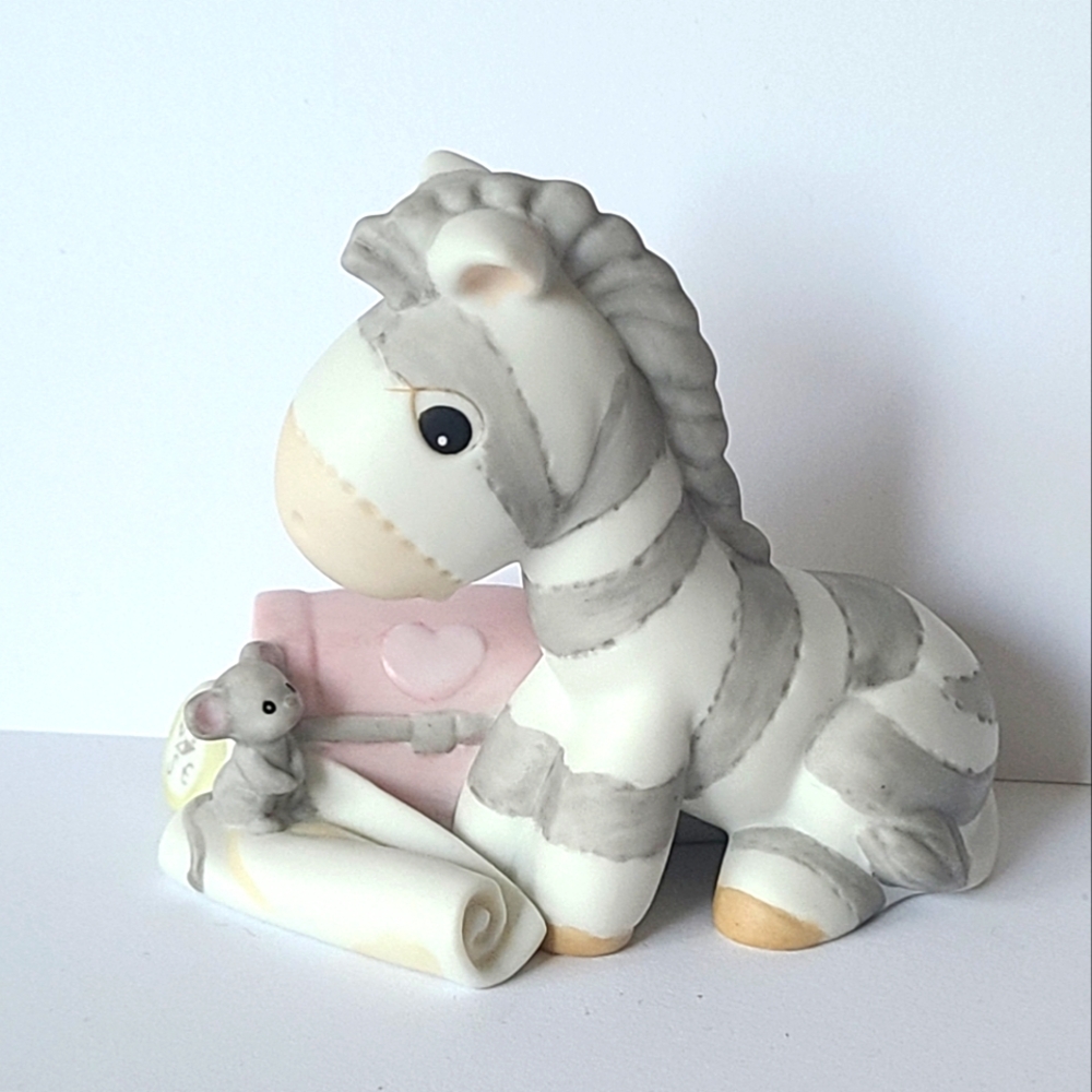 Vintage Precious Moments Zebra Mouse Friendship Collectible Porcelain Figurine